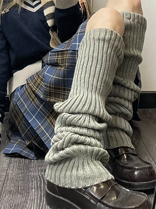 School long knit leg warmer. (3col)